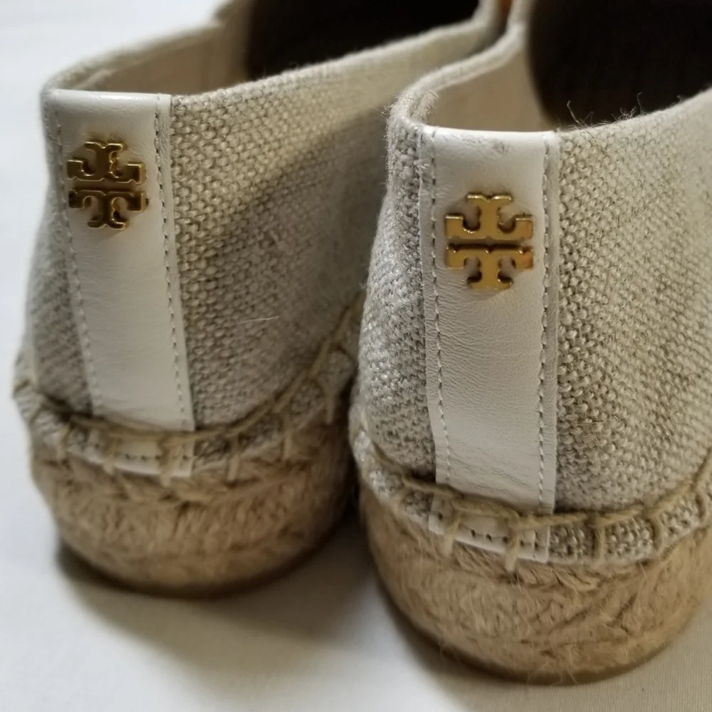NIB Tory Burch‎ Lily Platform Espadrille Linen/Embroidery in Natural Size 9.5